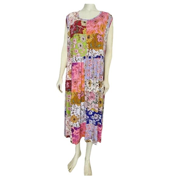 Johnny Was XS Cosmo Easy Fit Bamboo Midi Dress Stretch Cottage Floral Boho J10 - Picture 2 of 8